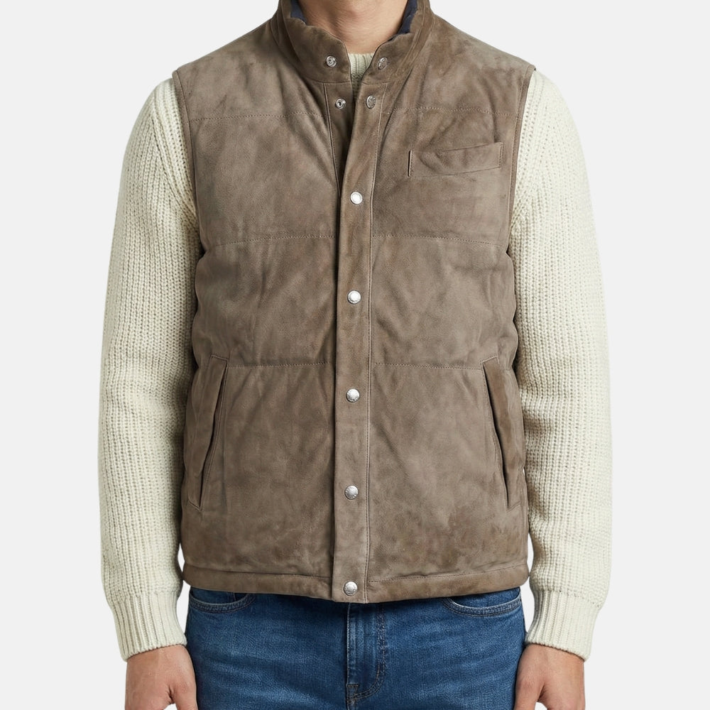 Brown Reversible Suede Down Vest (M)