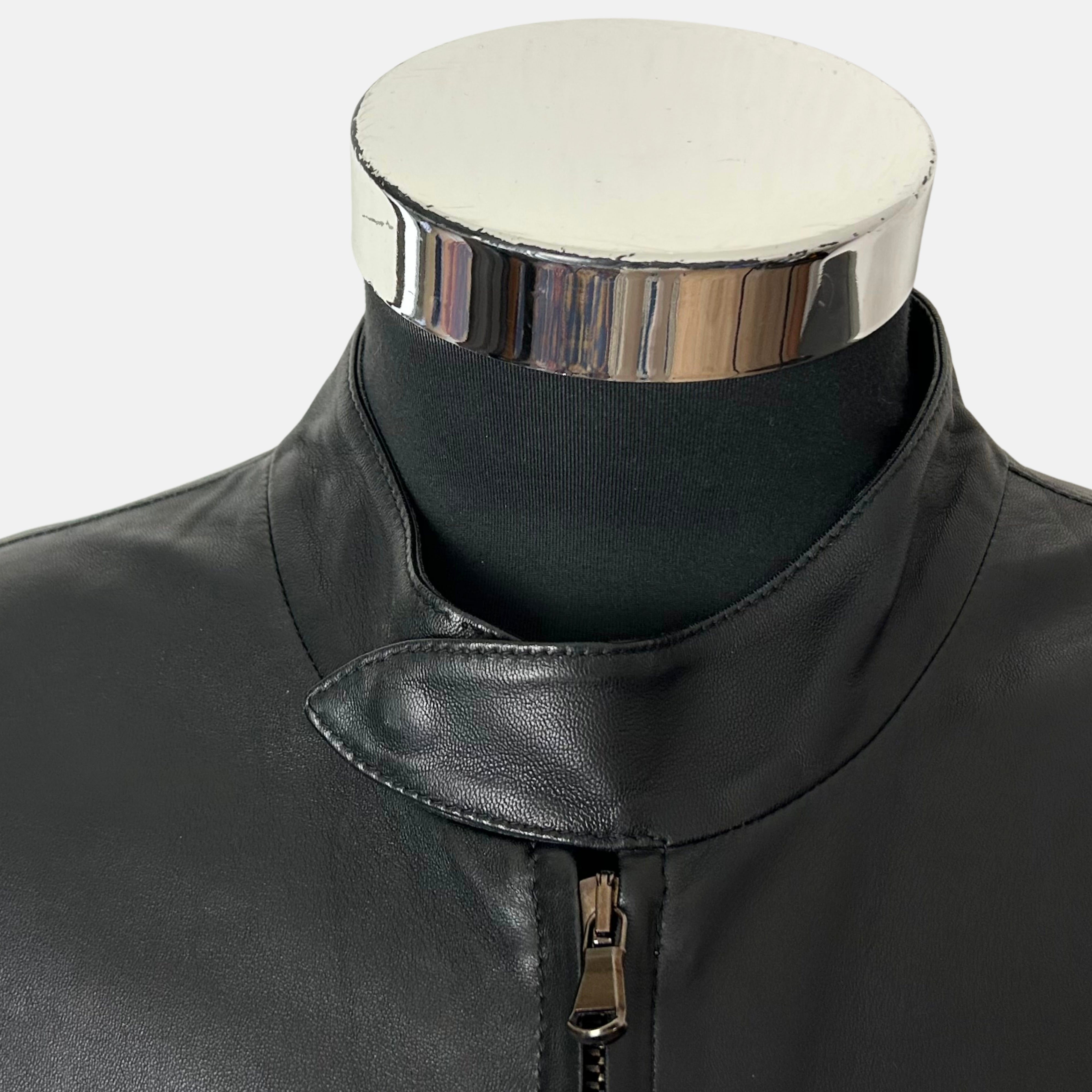 Black Biker Jacket made of Leather (EU 48)