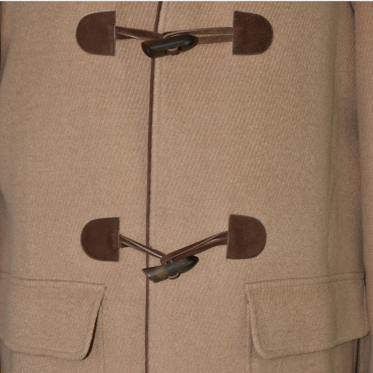 Beige Baby Camel Montgomery Coat/Leather Details with Detachable Hood (XL)