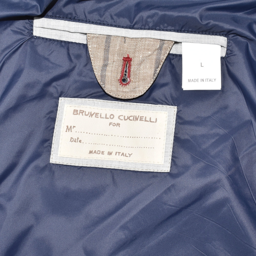 Beige-Blue Striped Vest made of Linen/Wool/Silk (L)