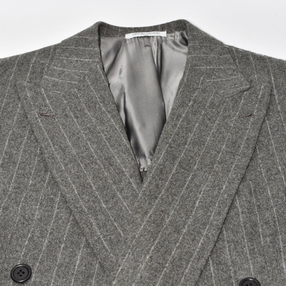 Grey Chalkstripe Double-Breasted Blazer made of Wool (EU 64)