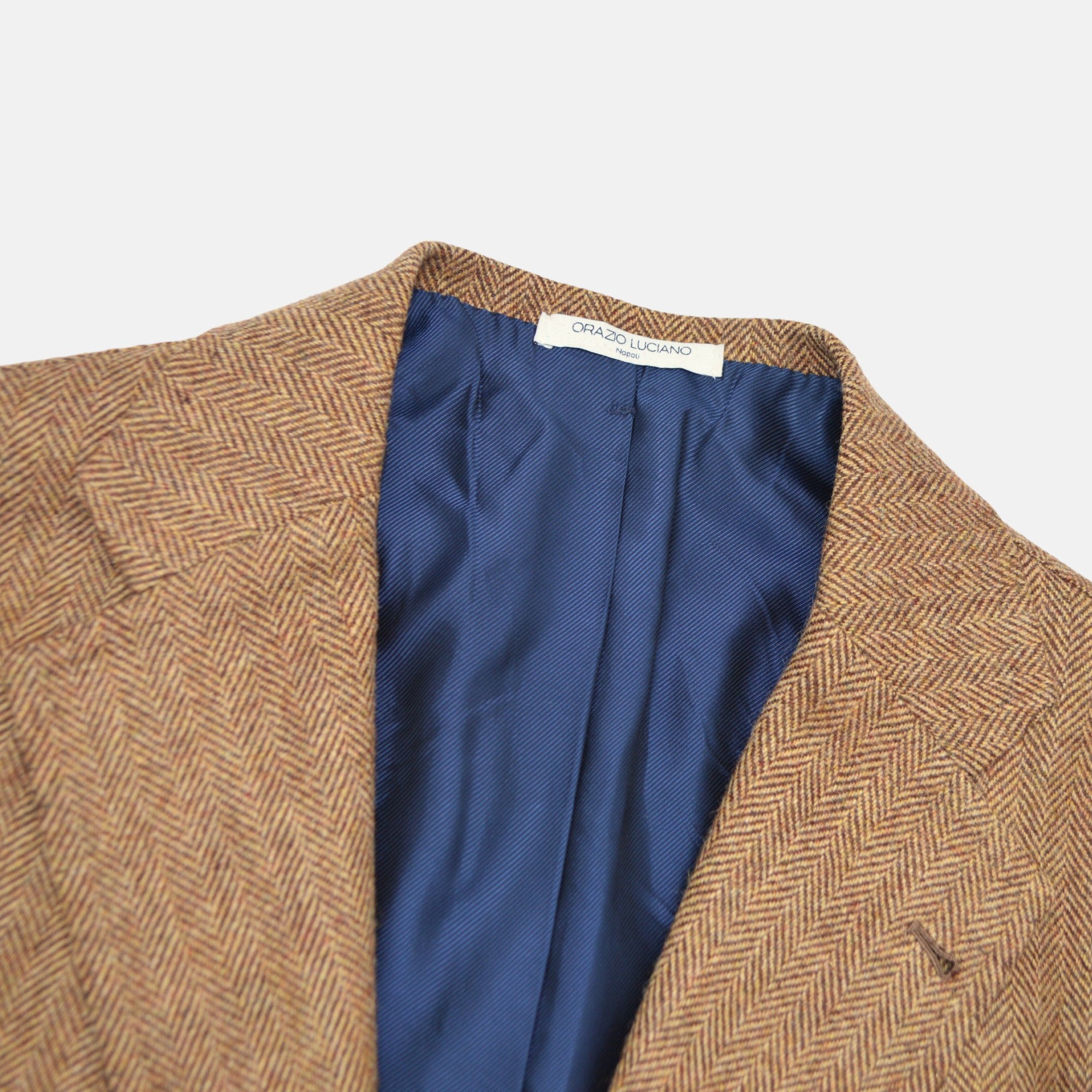 Beige Patterned Tweed Suit made of Wool (50)