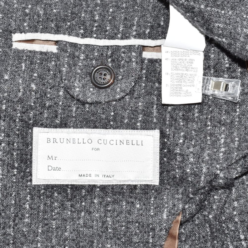 Gray-White Striped Double Breasted Blazer made of Alpaca/Wool/Polyamide/Cashmere (EU 52)