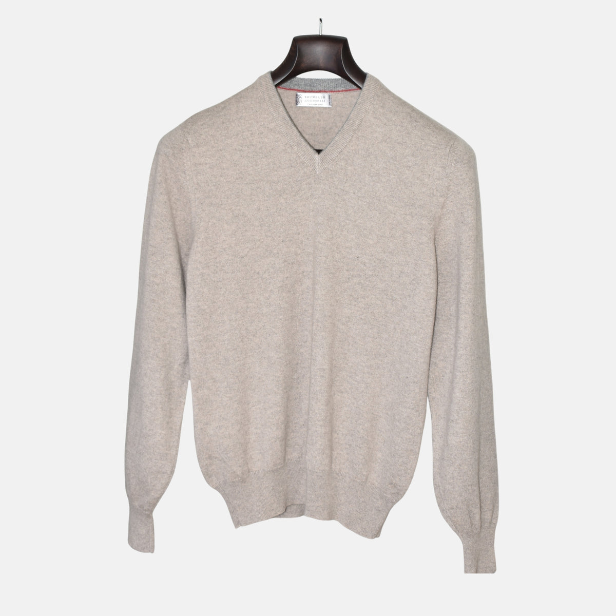 Beige V-Neck Cashmere Sweater (EU 46)