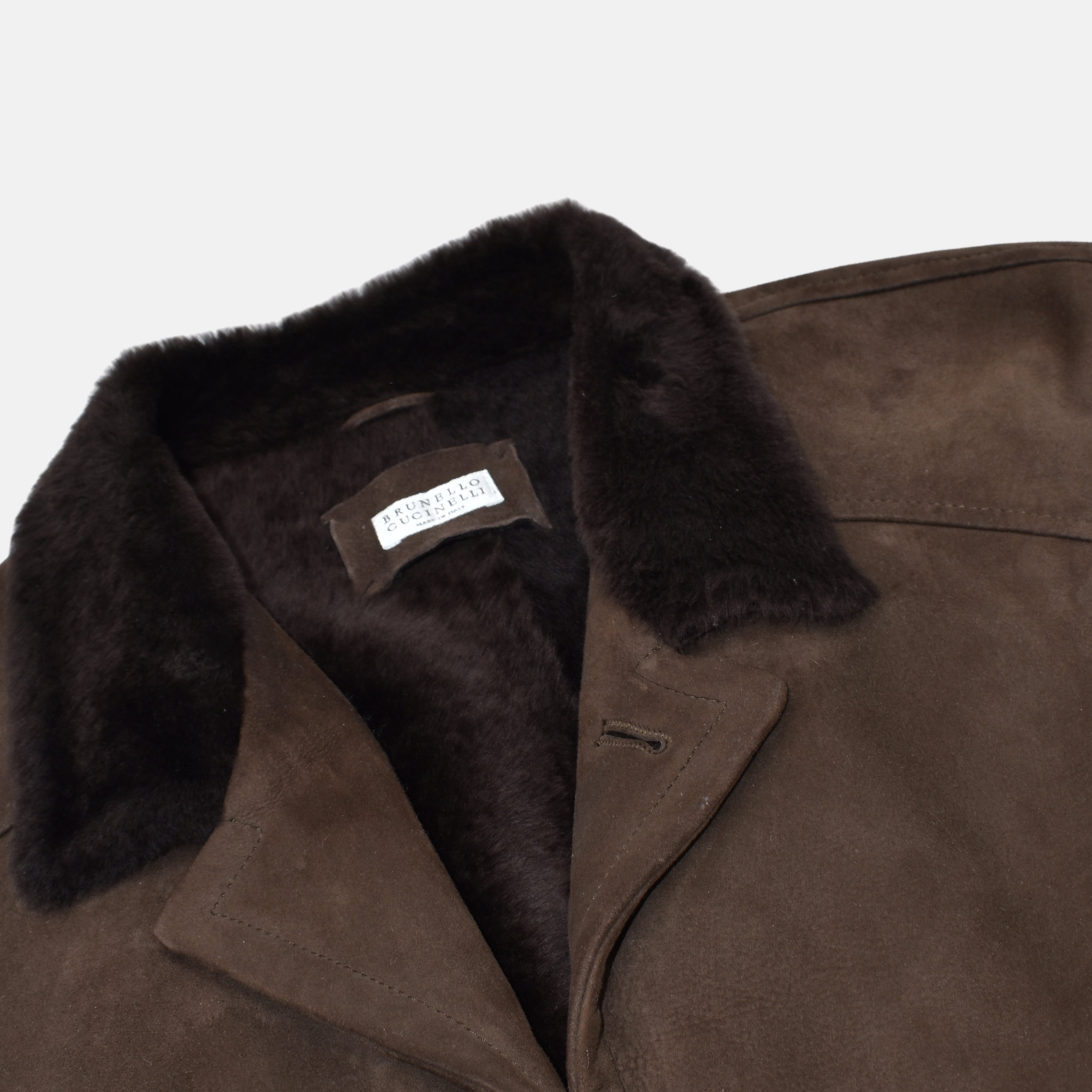 Brauner Shearling-Mantel (XL)