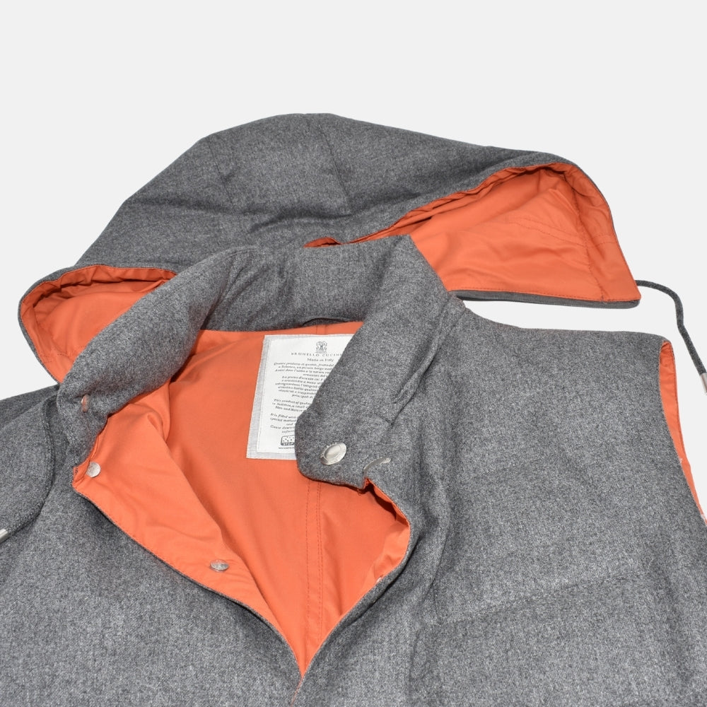 Grey/Orange Down Vest made of Cashmere (M)