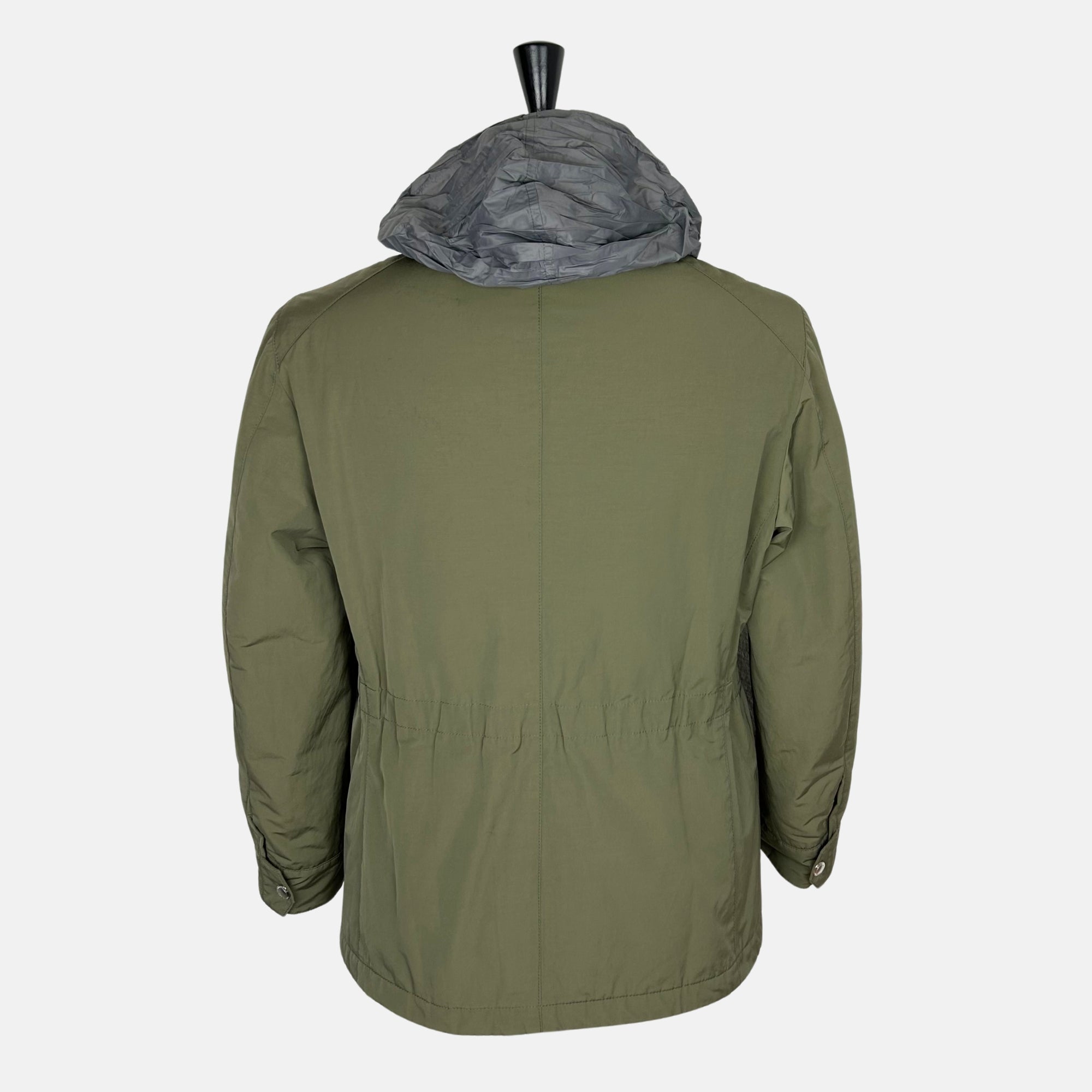 Olive Field Jacket with Removable Hood made of Polyester/Cotton (EU 48)