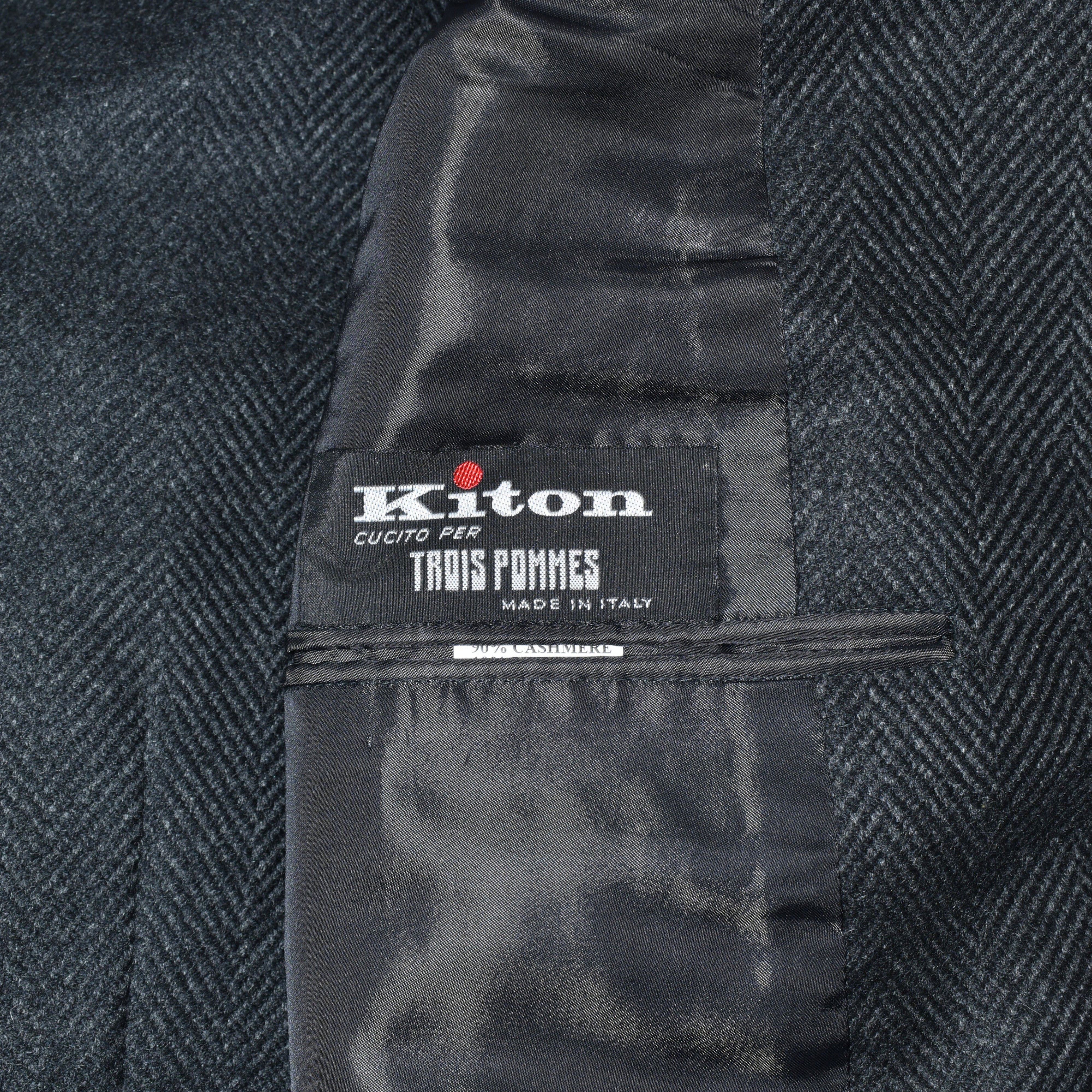 Gray-Black Herringbone Coat made of Cashmere/Vicuna (EU 56)