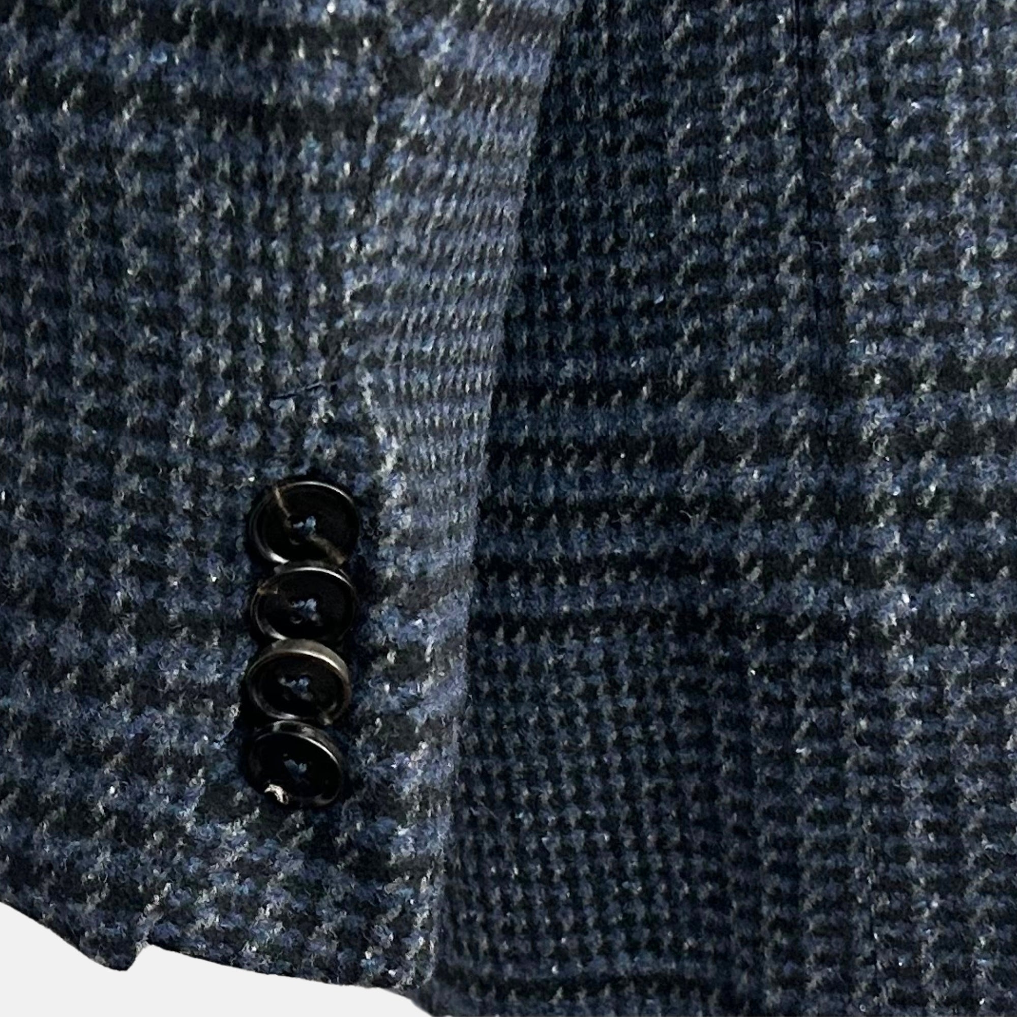 Navy Checkered Coat made of Wool/Silk/Cashmere (EU 50)