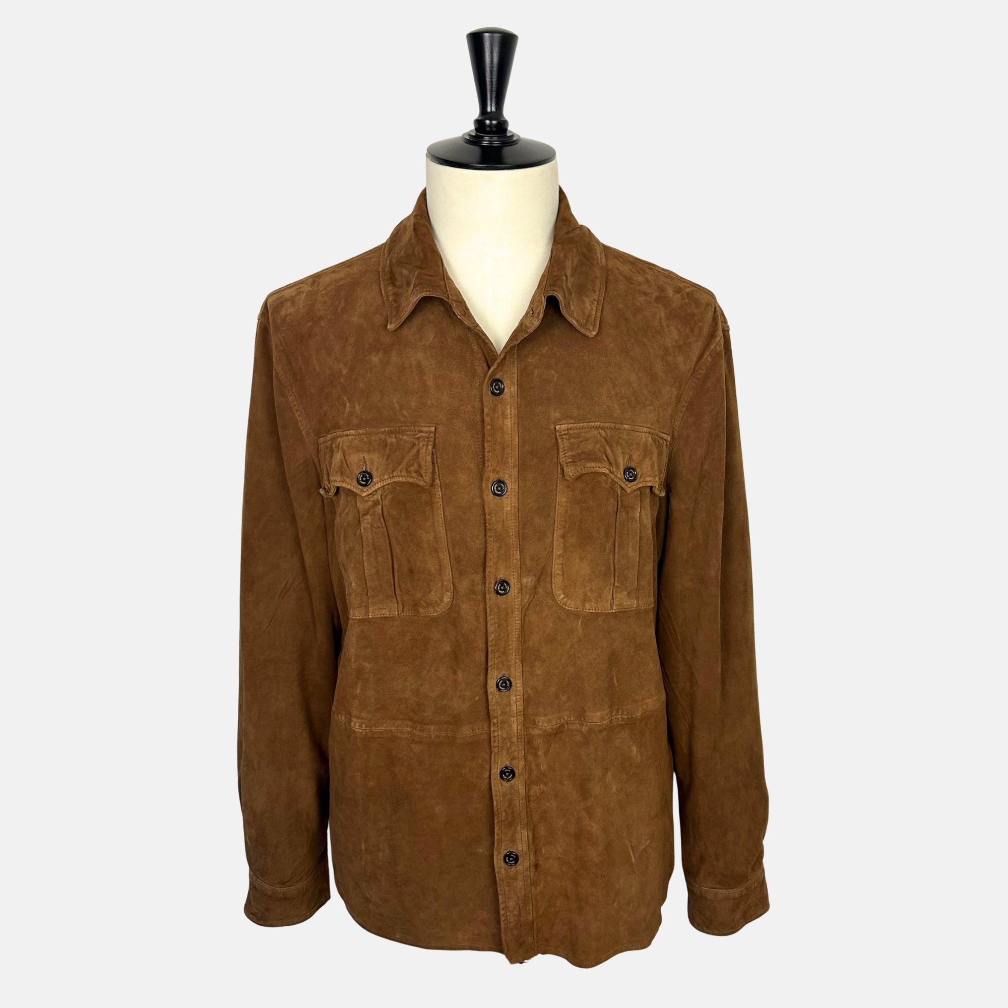 Brown Shirt Jacket made of Goat Suede (XL)