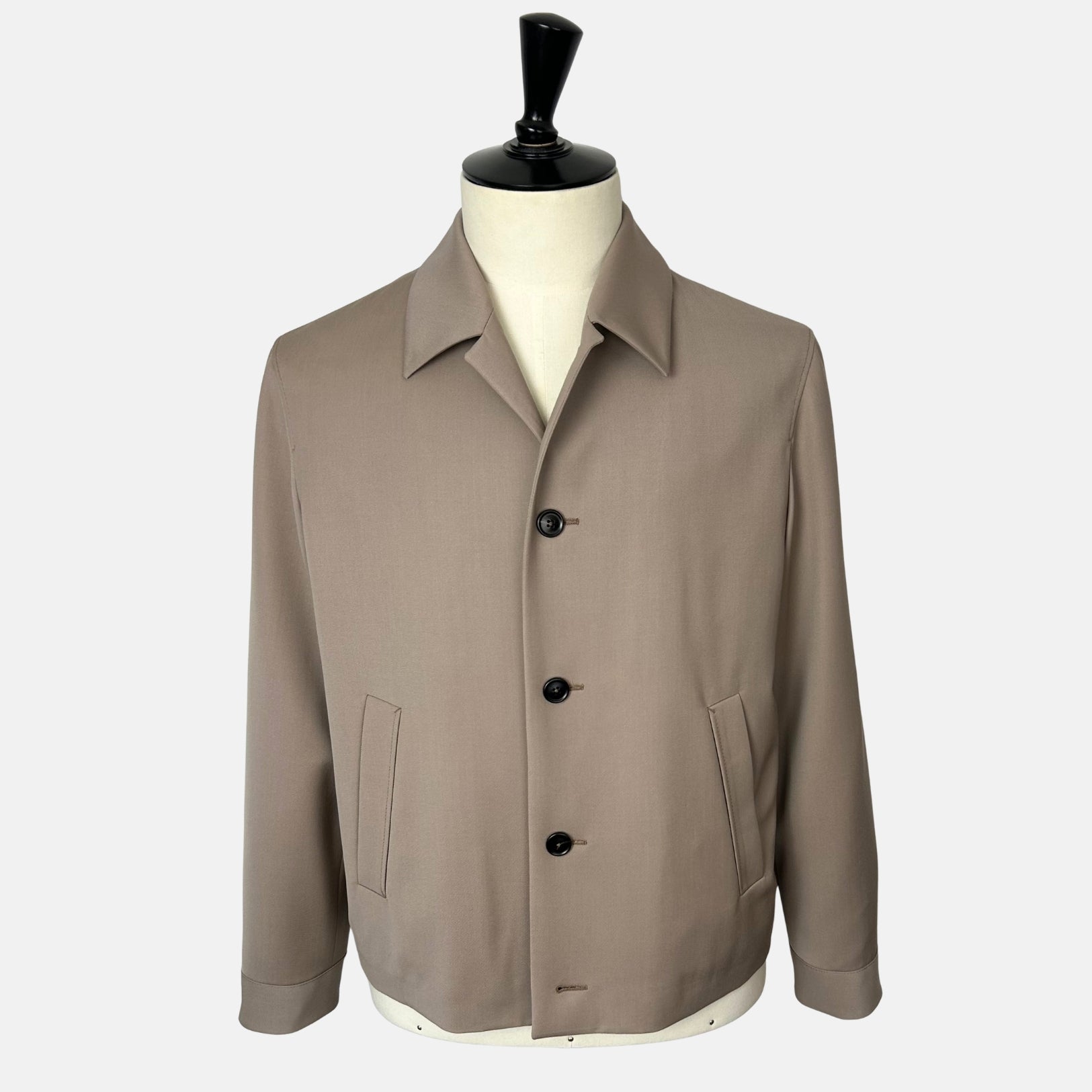 Greige Jacket made of Wool/Mohair/Silk/Leather Details (EU 50)