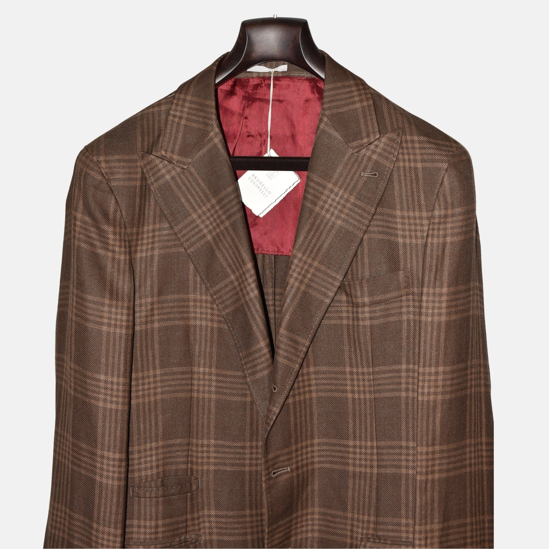 Brown Checked Jacket made of Linen/Wool/Silk (EU 50)