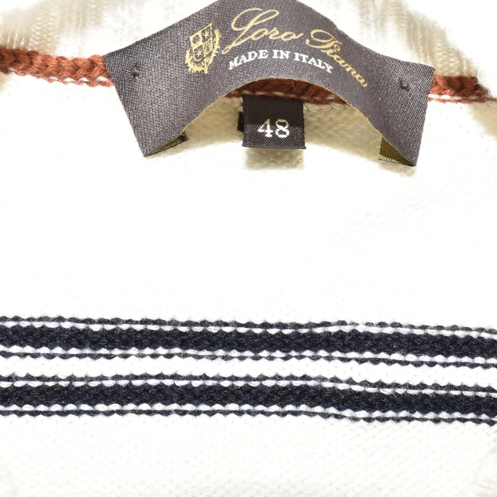 White/Blue Striped Sweater made of Cotton/Silk (EU 48)