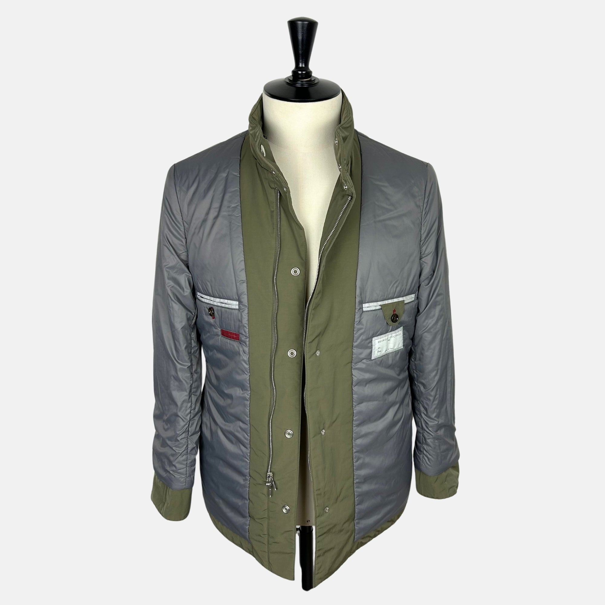 Olive Field Jacket with Removable Hood made of Polyester/Cotton (EU 48)