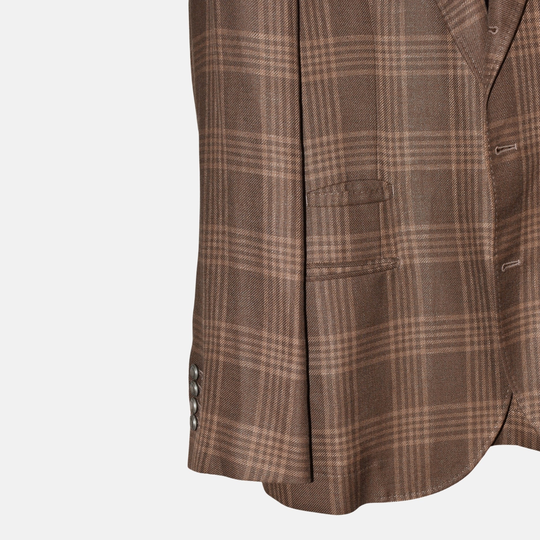 Brown Checked Jacket made of Linen/Wool/Silk (EU 50)