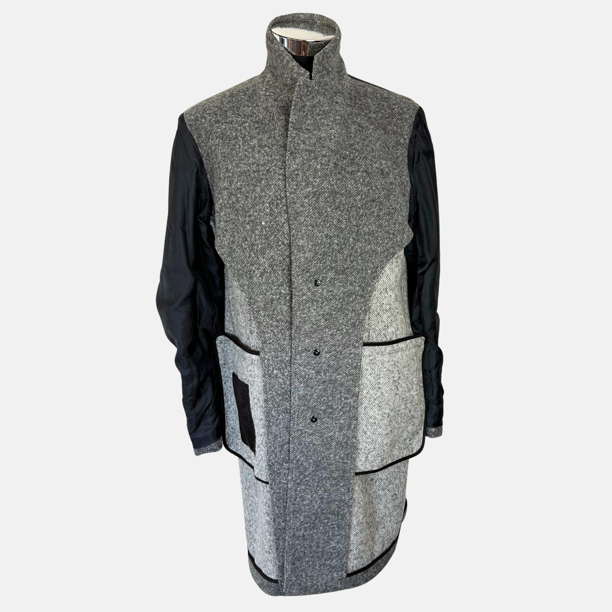 Grey Patterned Coat made of Alpaca/Wool/Nylon (EU 48)