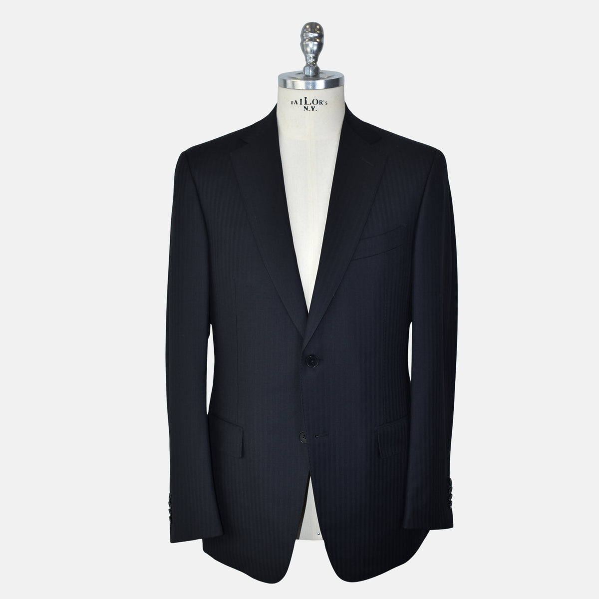 Black Self Striped Suit made of Wool (EU 48)