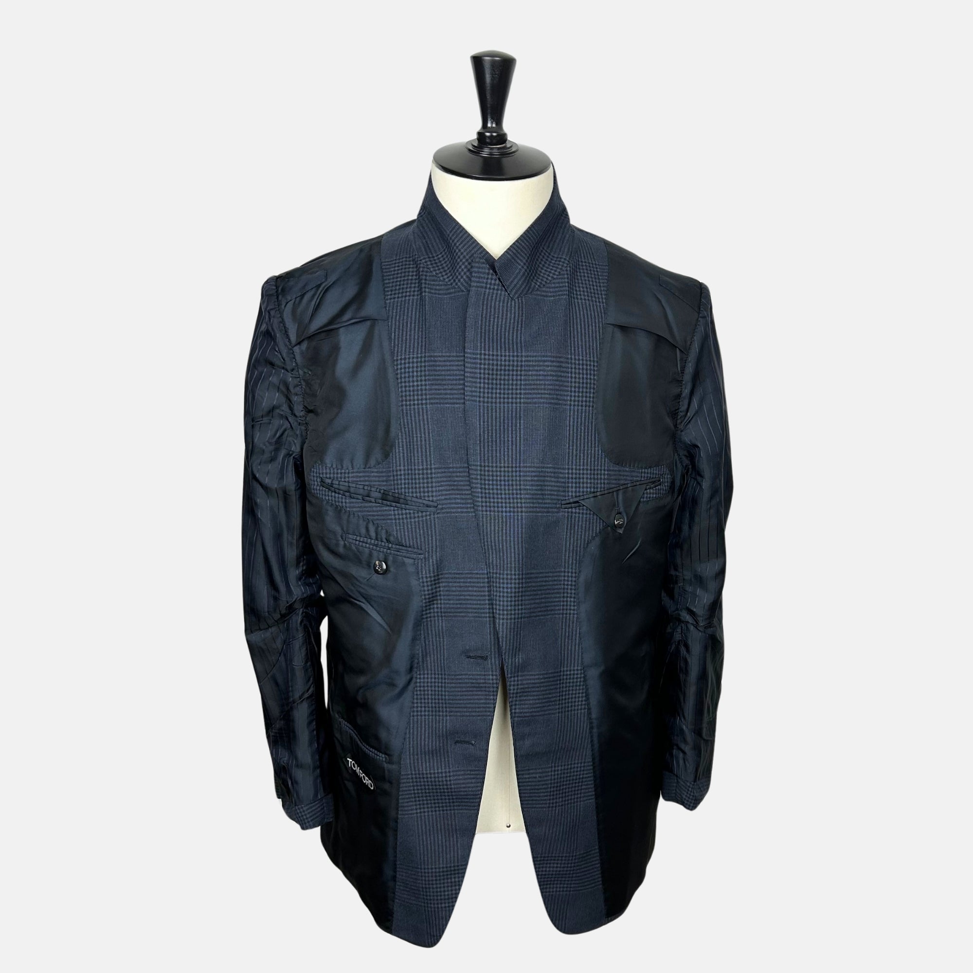 Navy Patterned Suit made of Wool/Silk (EU 54)