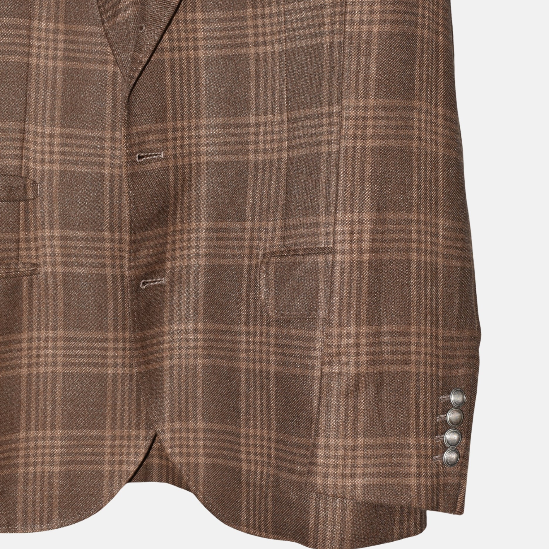 Brown Checked Jacket made of Linen/Wool/Silk (EU 50)