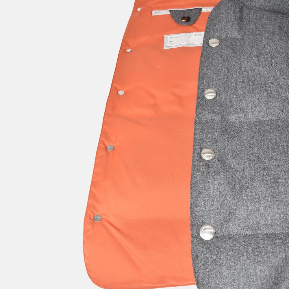Grey/Orange Down Vest made of Cashmere (M)