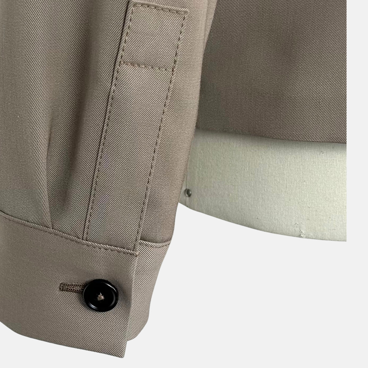 Greige Wool Mohair Silk Jacket with Leather Details