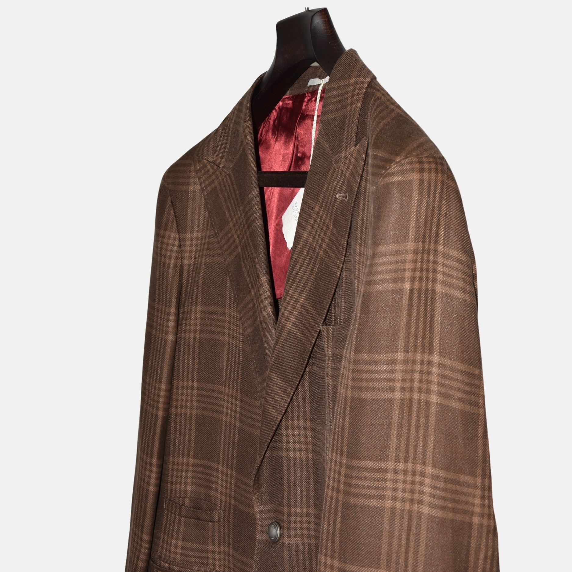 Brown Checked Jacket made of Linen/Wool/Silk (EU 50)