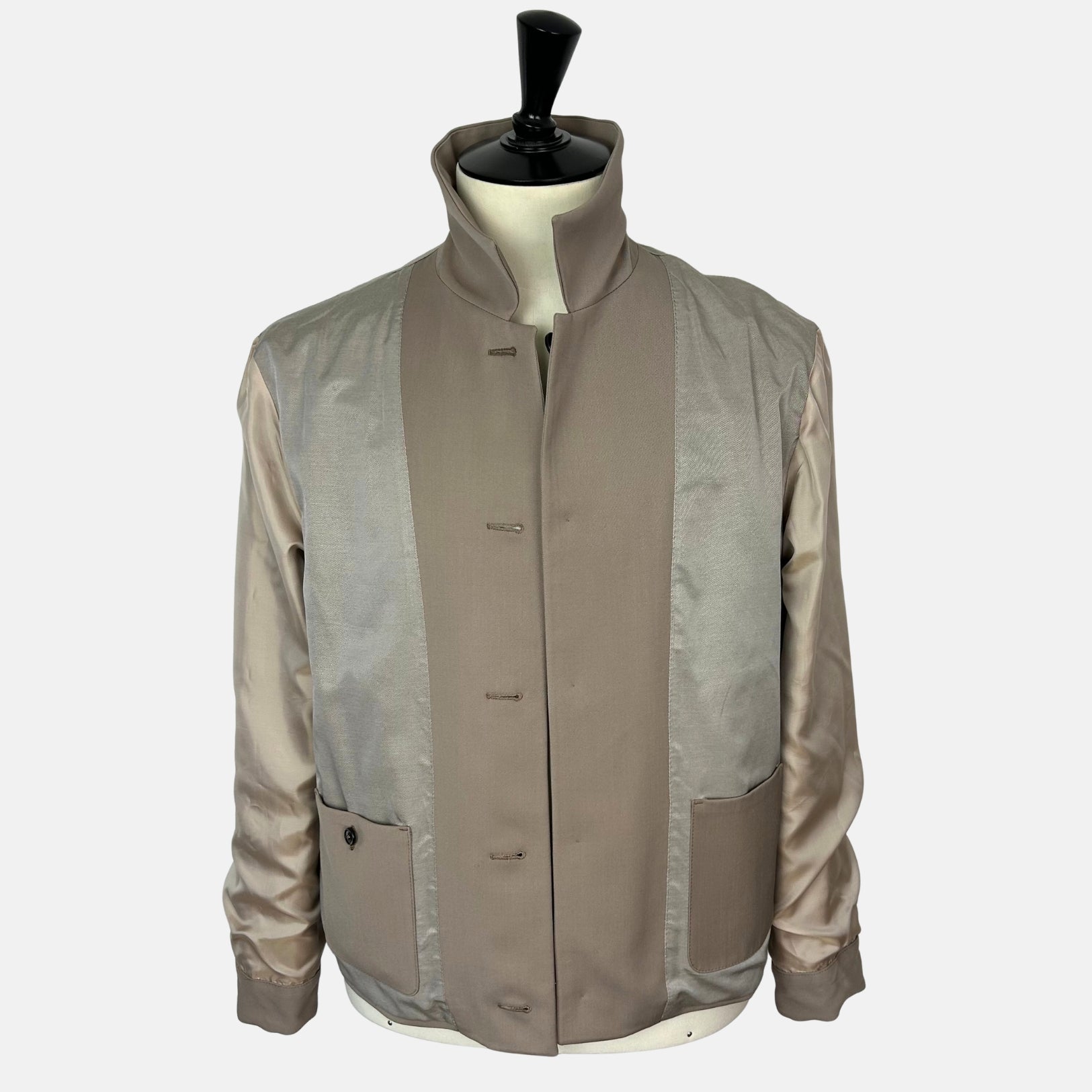 Greige Jacket made of Wool/Mohair/Silk/Leather Details (EU 50)