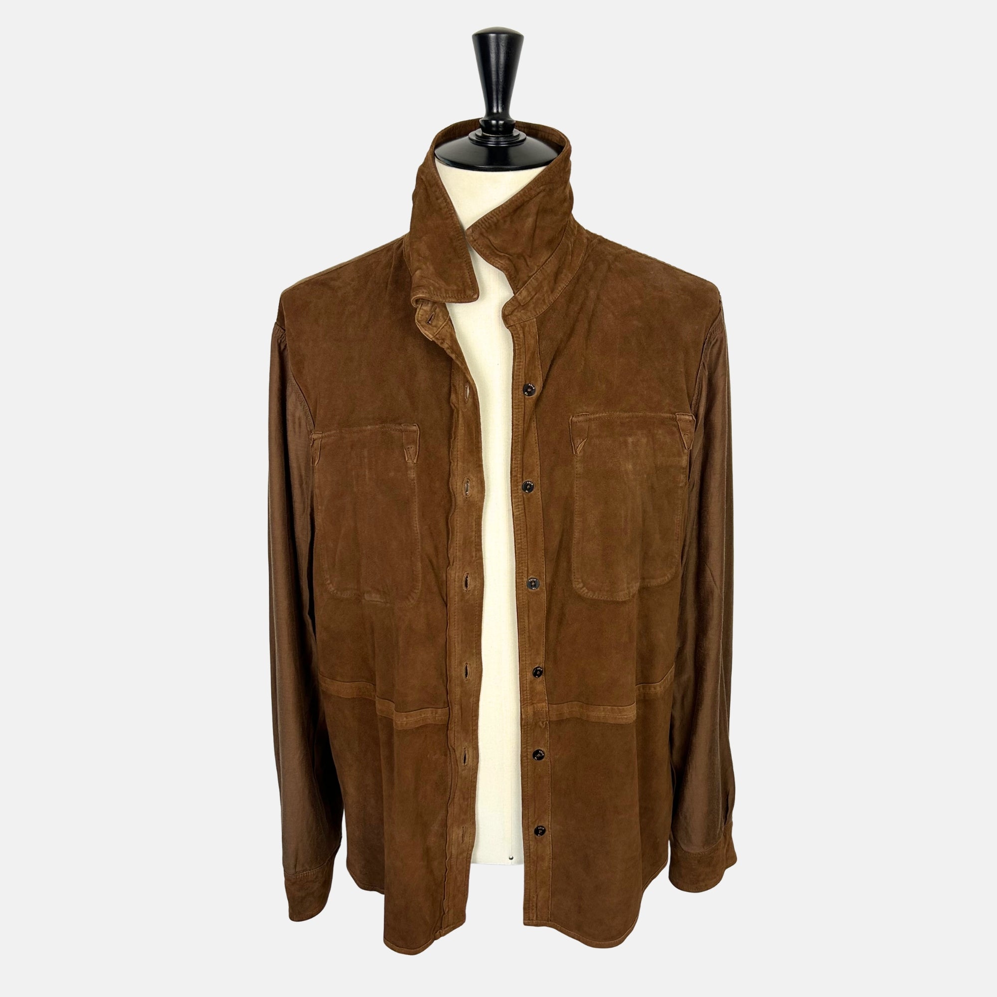 Brown Shirt Jacket made of Goat Suede (XL)