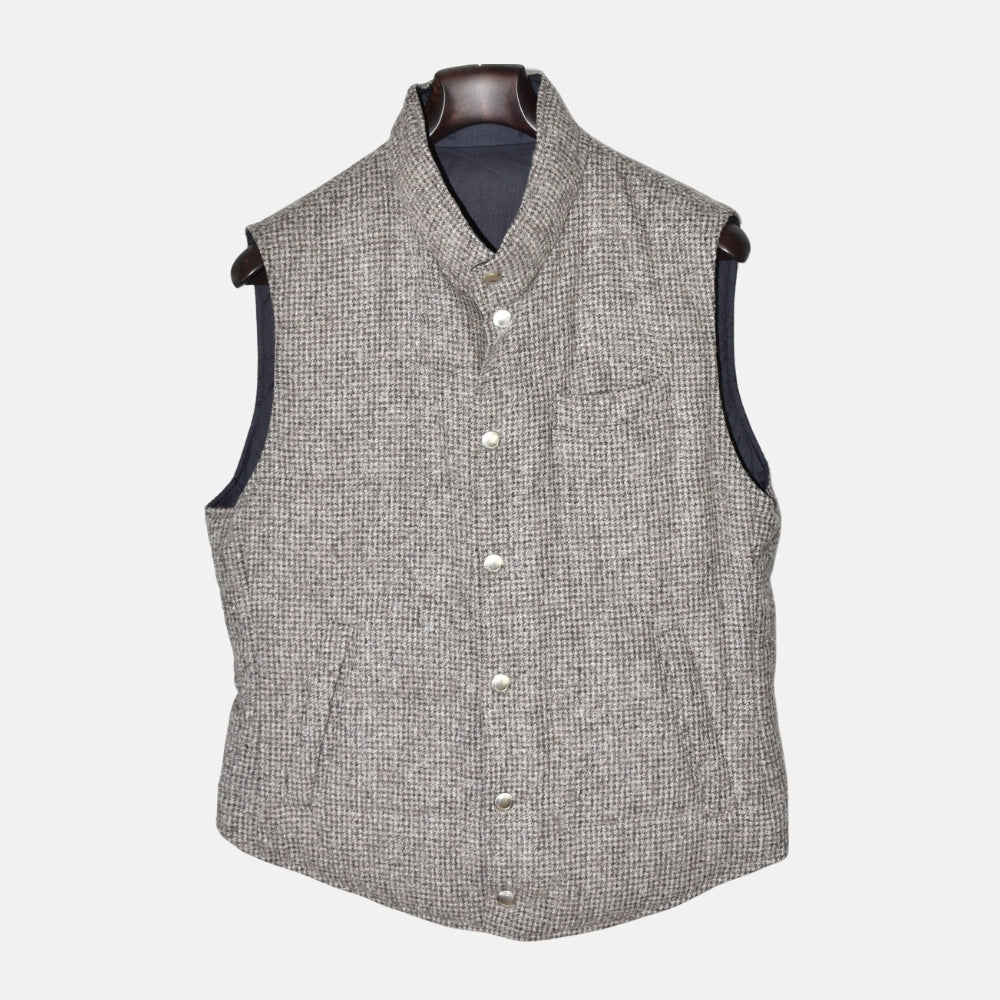 Multicolored Reversible Down Vest made of Wool/Cashmere (M)