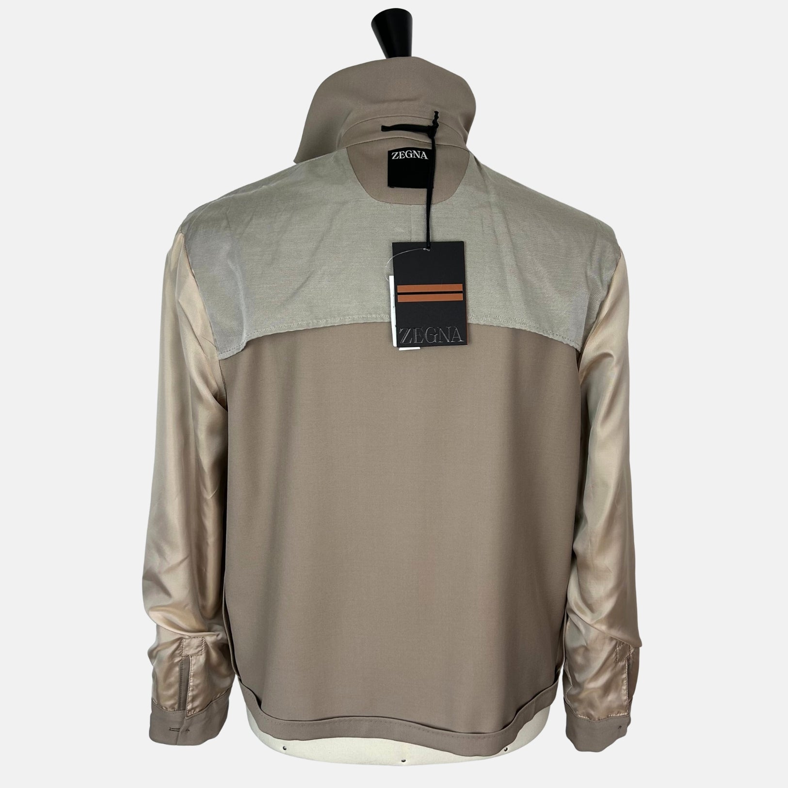 Greige Jacket made of Wool/Mohair/Silk/Leather Details (EU 50)