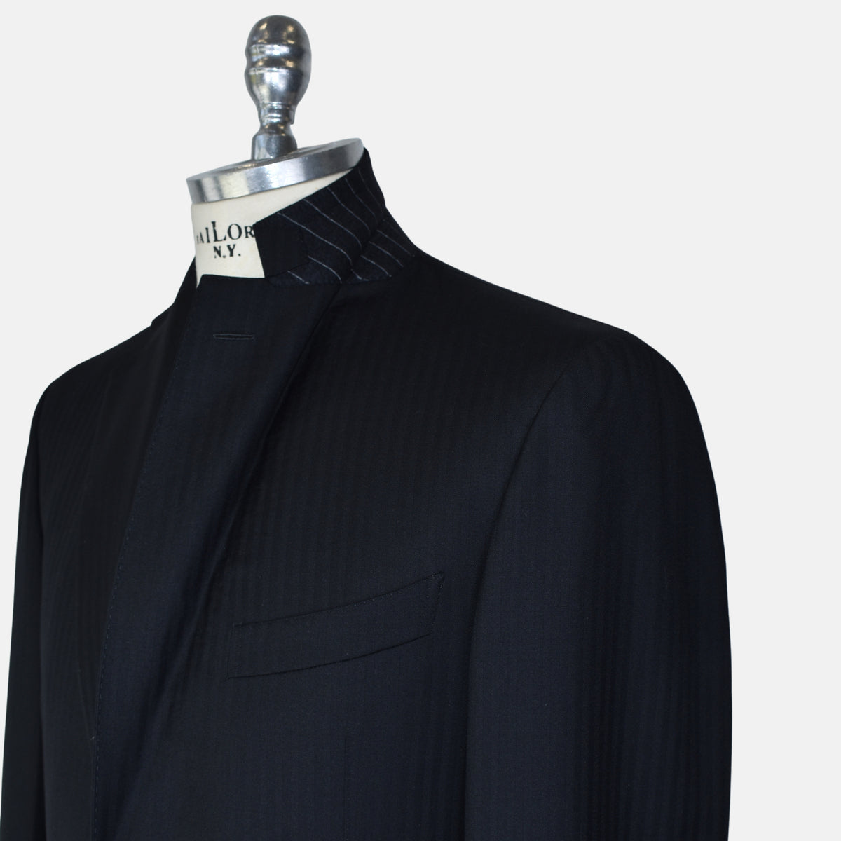 Black Self Striped Suit made of Wool (EU 48)