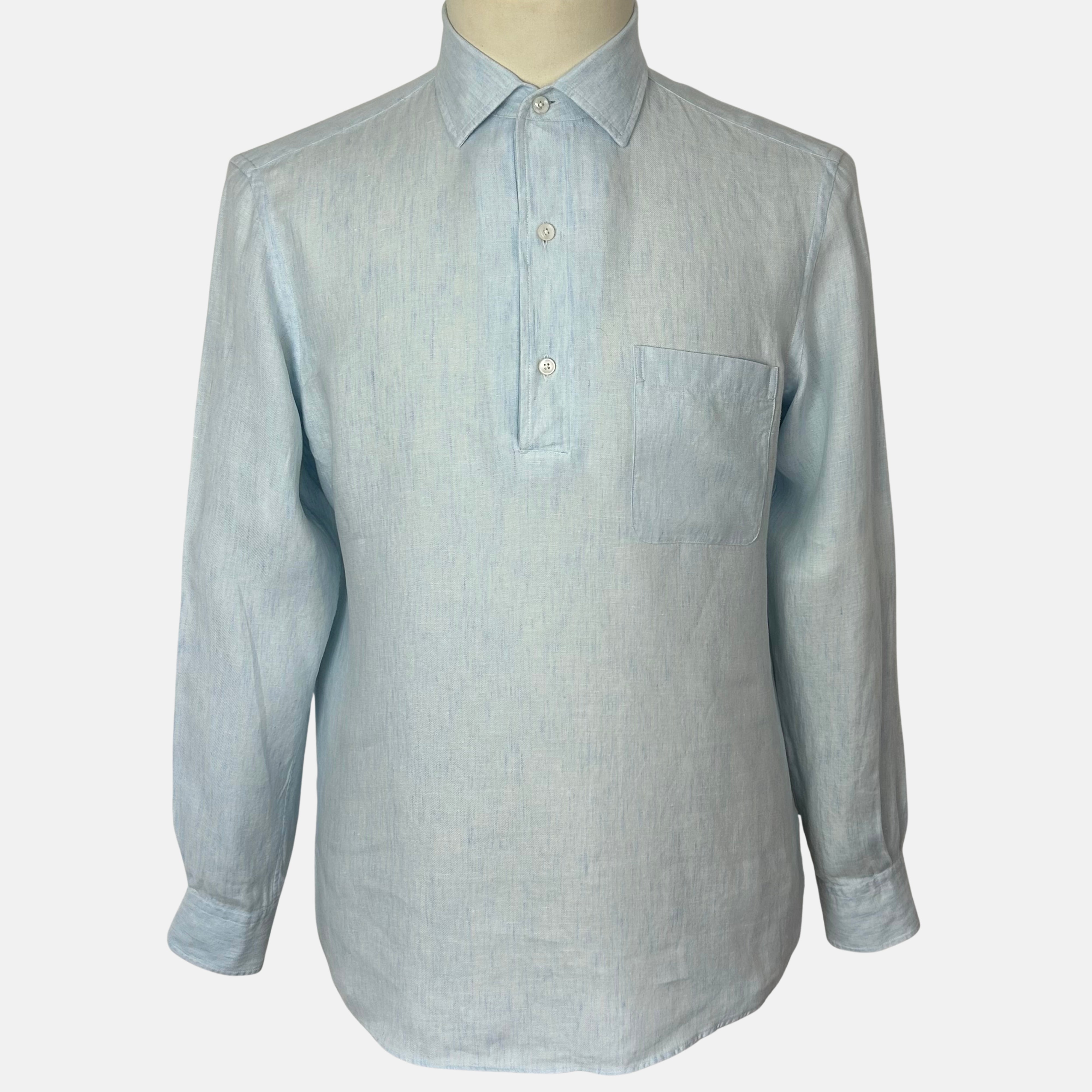 Light Blue Oasi Lino Shirt made of Linen (M)
