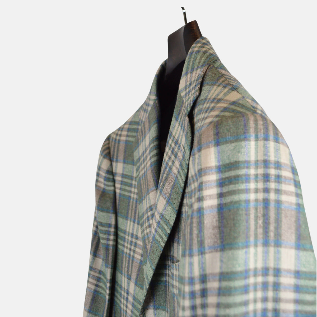 Green/Blue Checked Blazer made of Silk/Cashmere (EU 52)