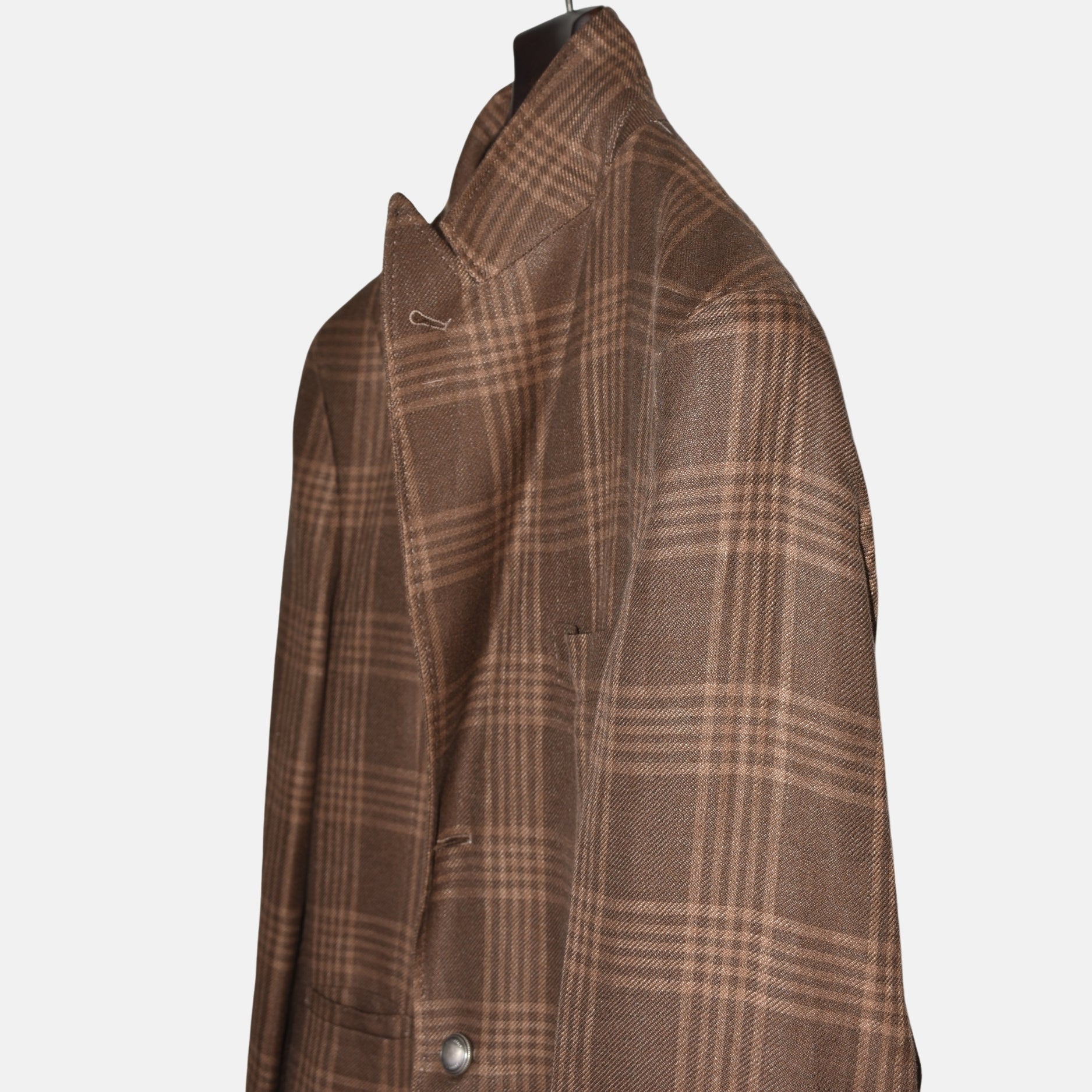 Brown Checked Jacket made of Linen/Wool/Silk (EU 50)