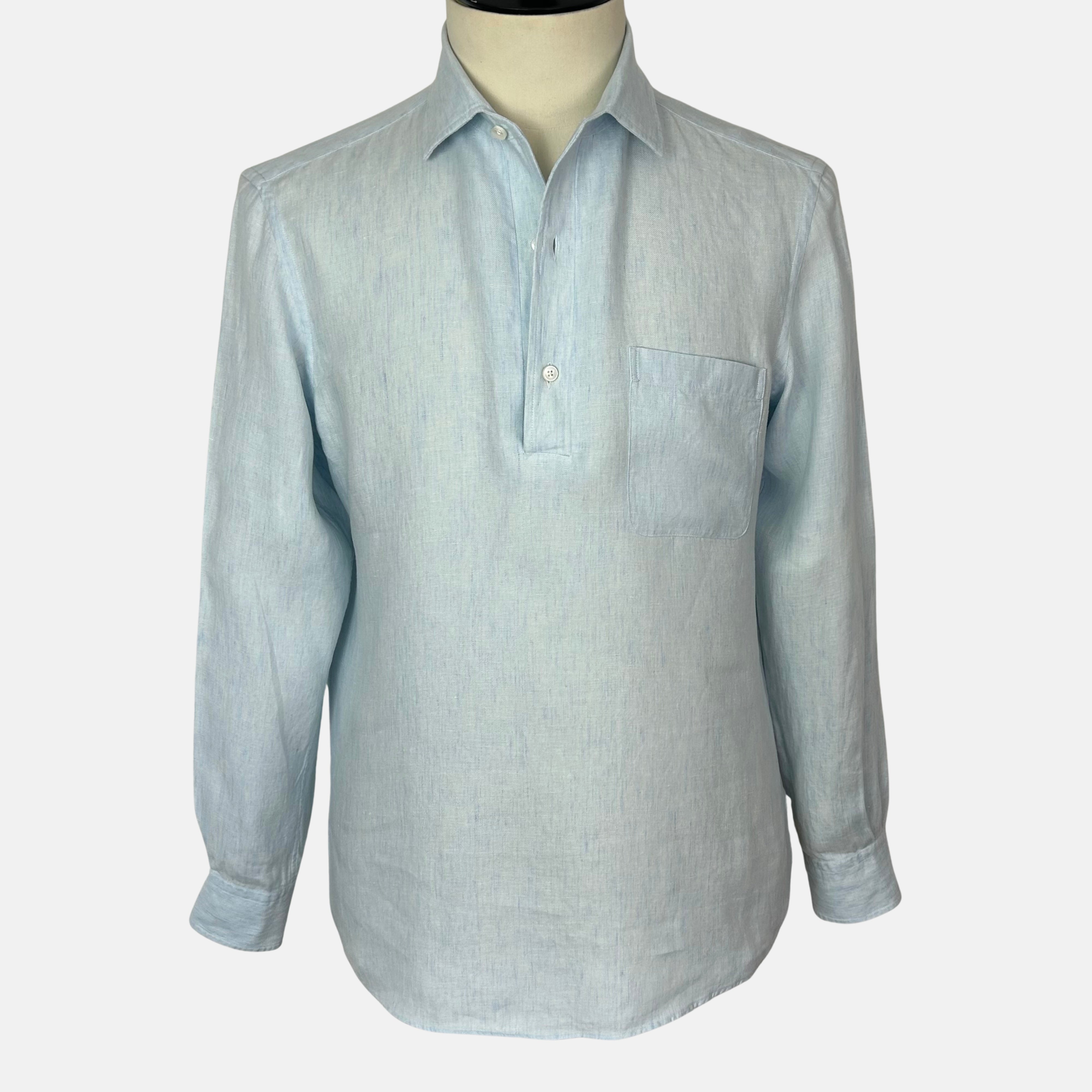 Light Blue Oasi Lino Shirt made of Linen (M)