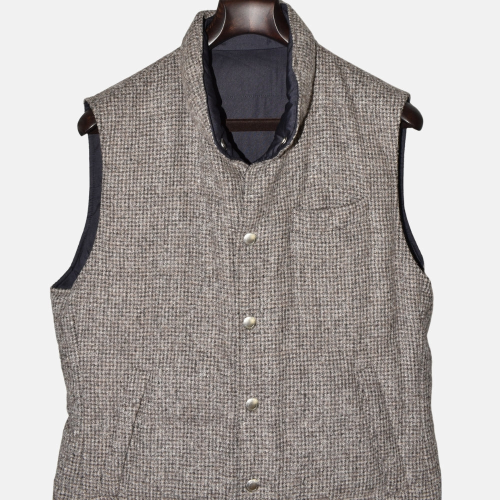 Multicolored Reversible Down Vest made of Wool/Cashmere (M)