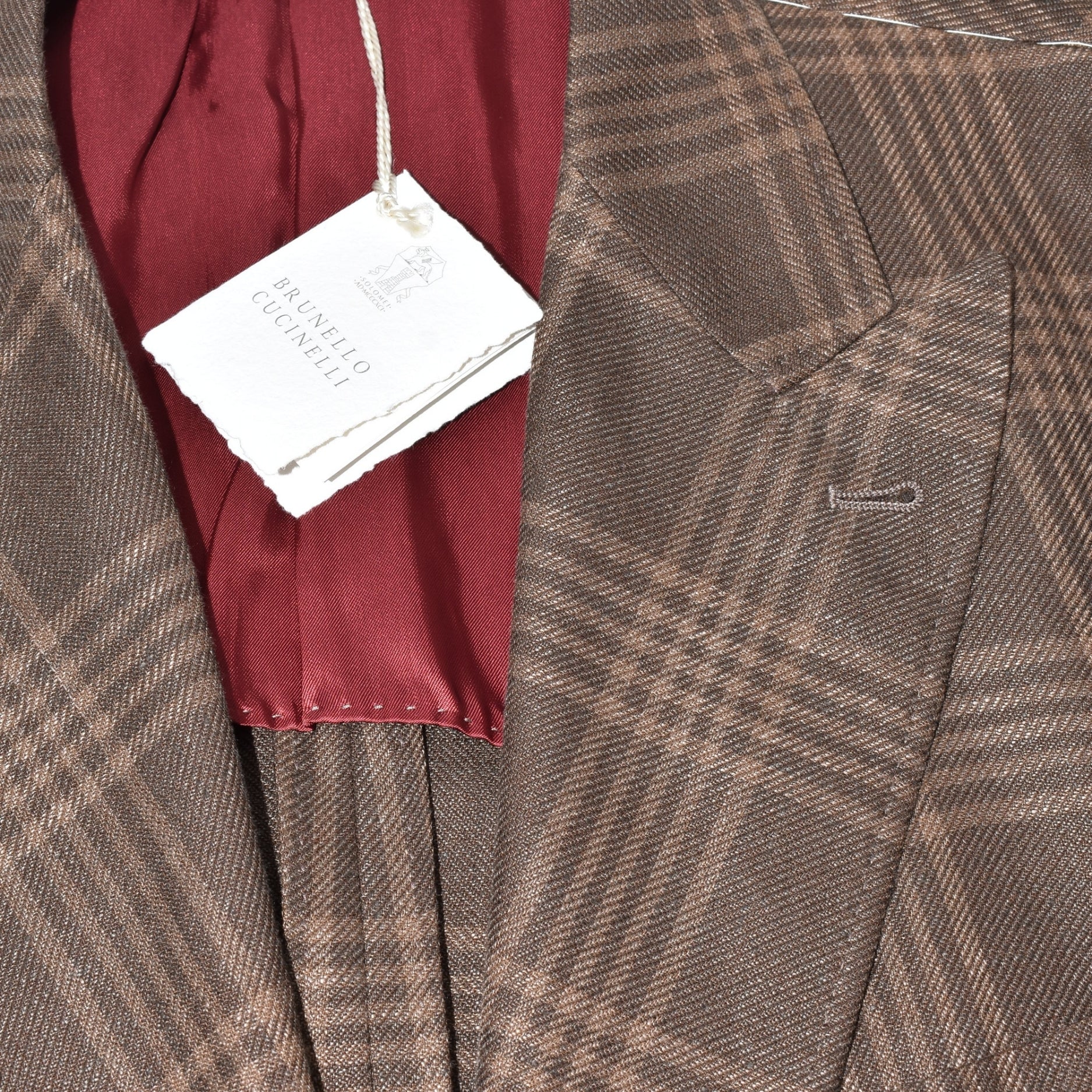 Brown Checked Jacket made of Linen/Wool/Silk (EU 50)