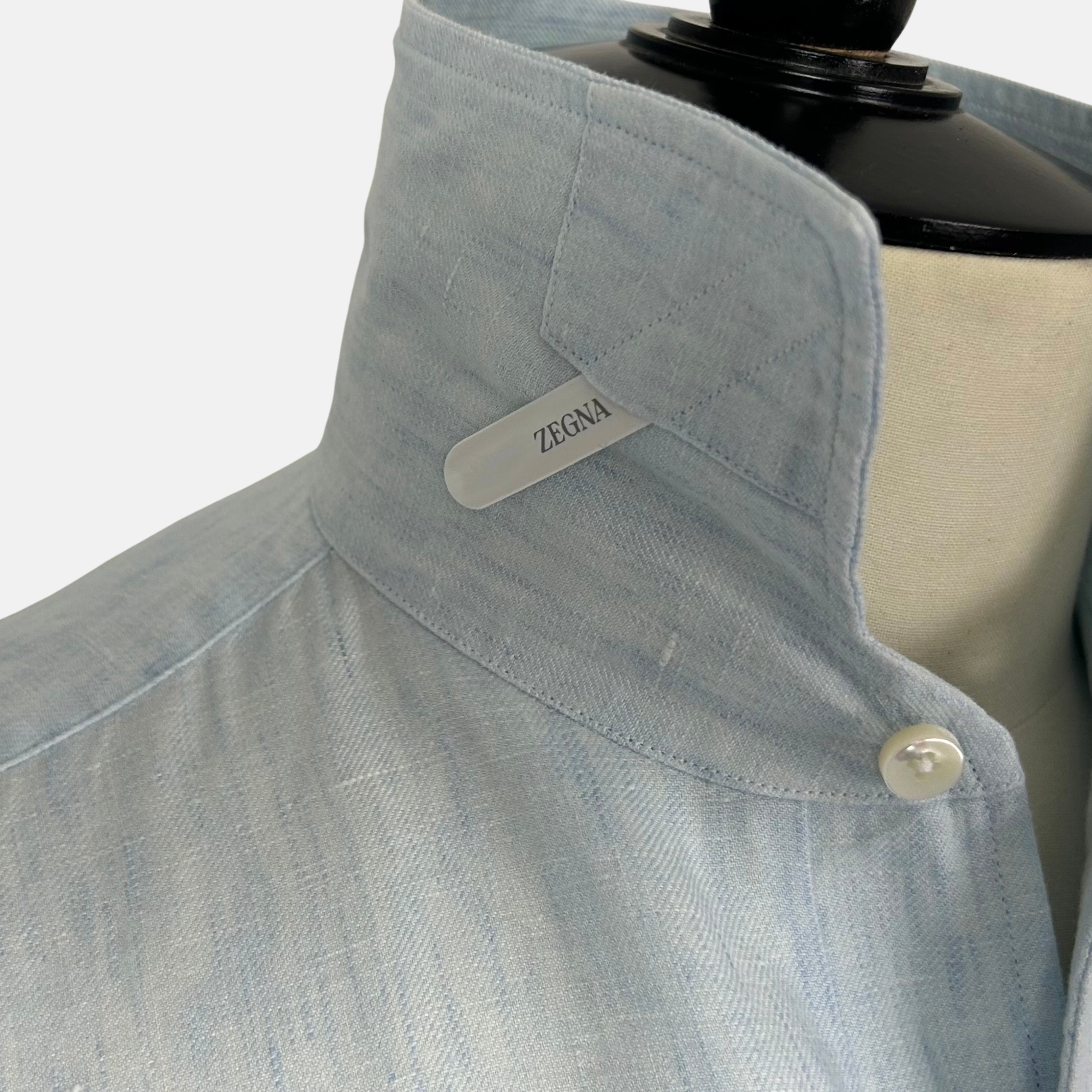 Light Blue Oasi Lino Shirt made of Linen (M)