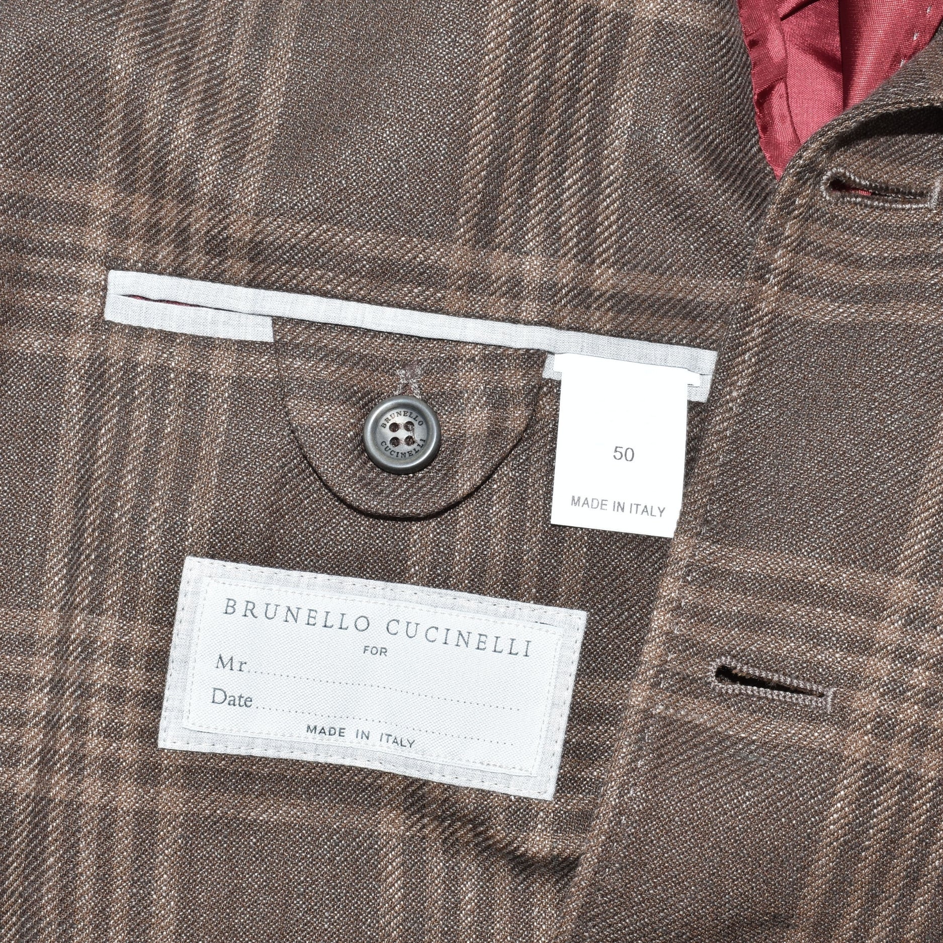 Brown Checked Jacket made of Linen/Wool/Silk (EU 50)