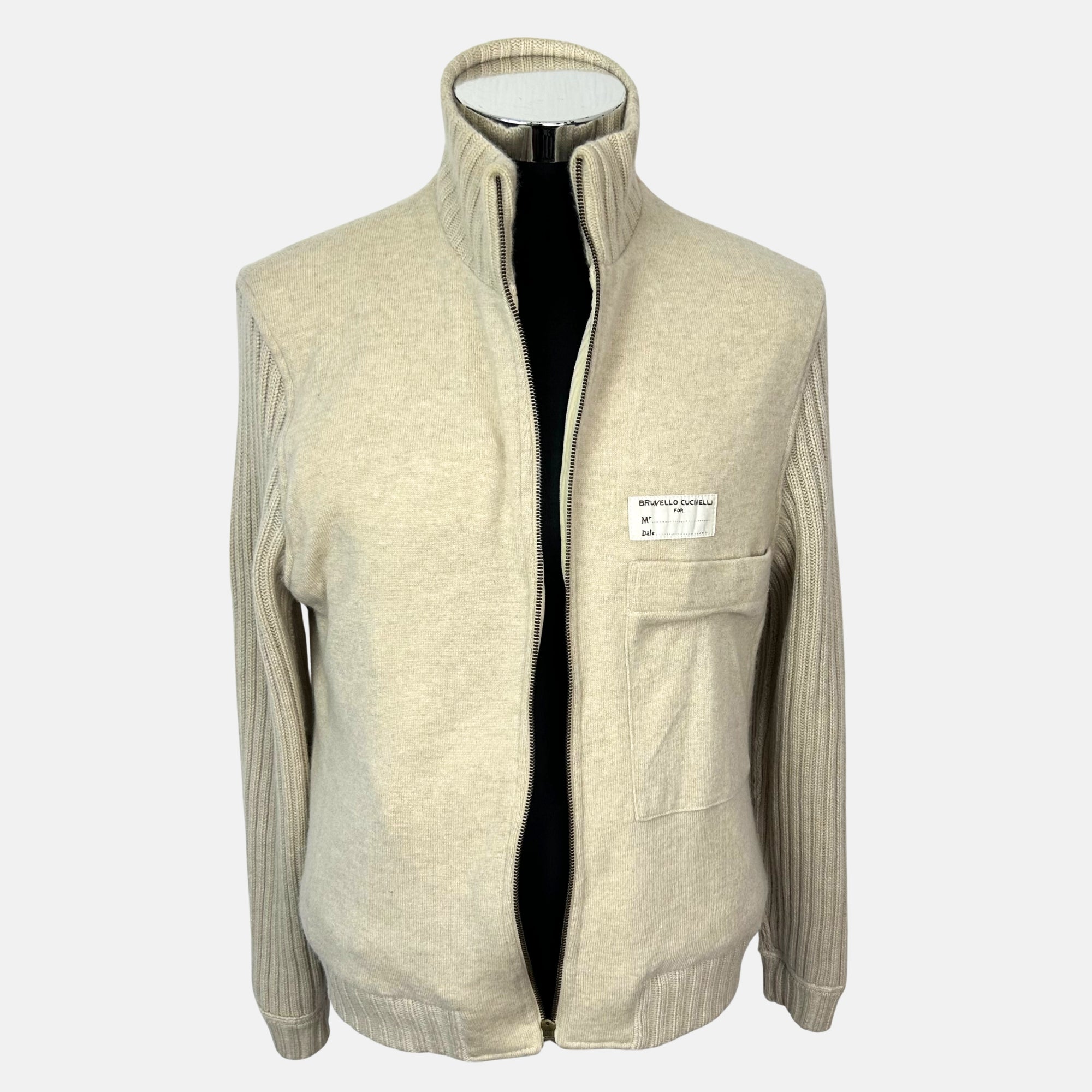 Sand–Ecru Corduroy Bomber Jacket made of  Cotton/Cashmere (M)