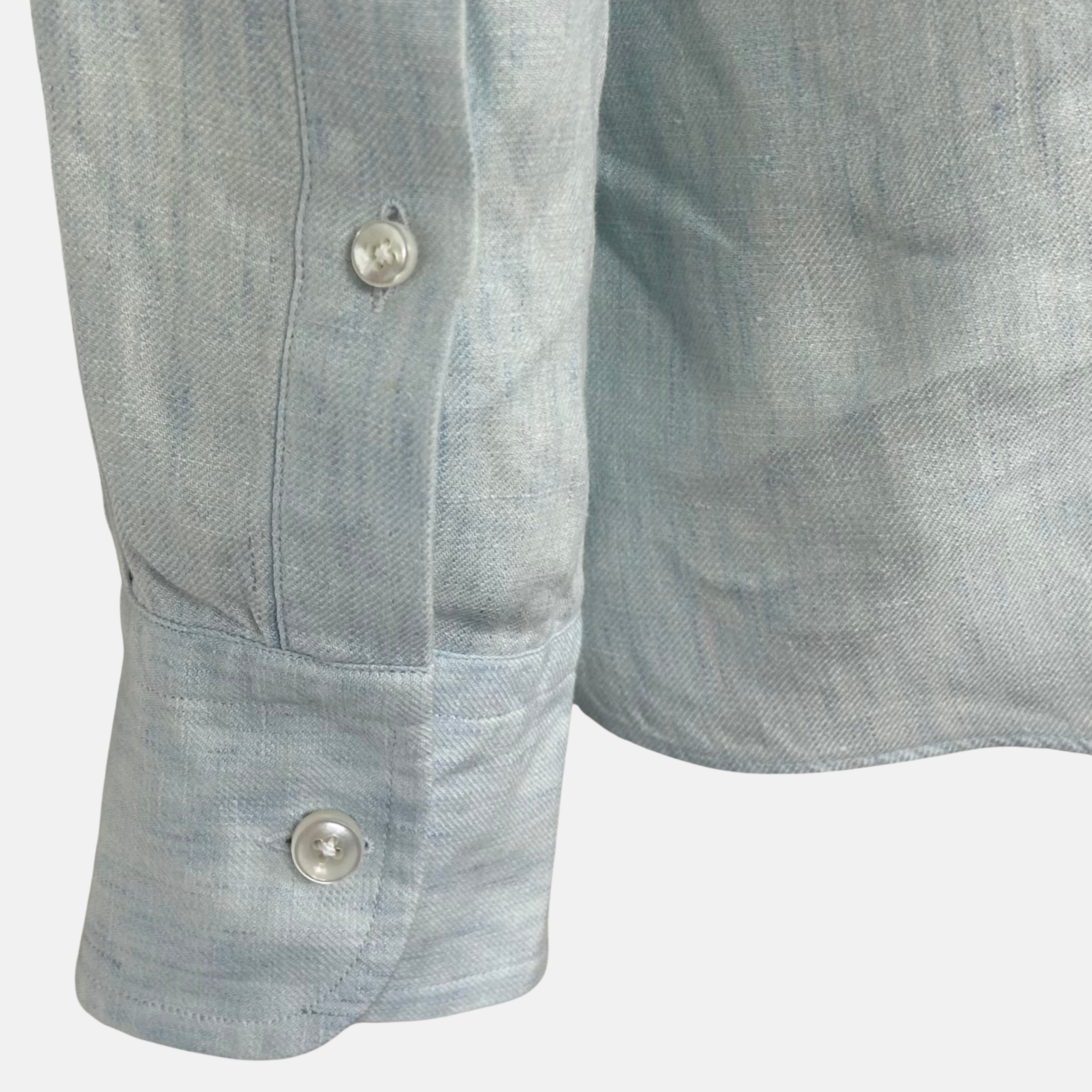 Light Blue Oasi Lino Shirt made of Linen (M)