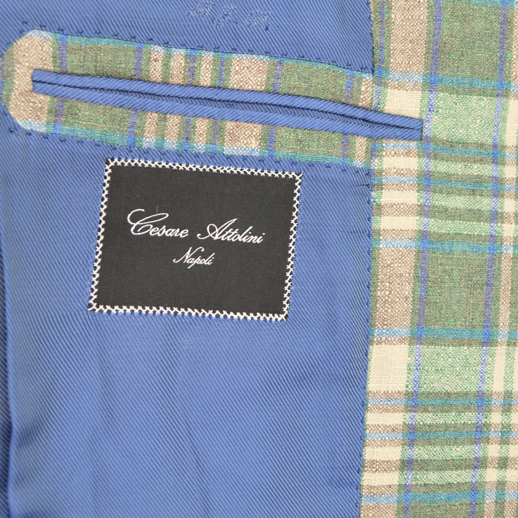 Green/Blue Checked Blazer made of Silk/Cashmere (52)