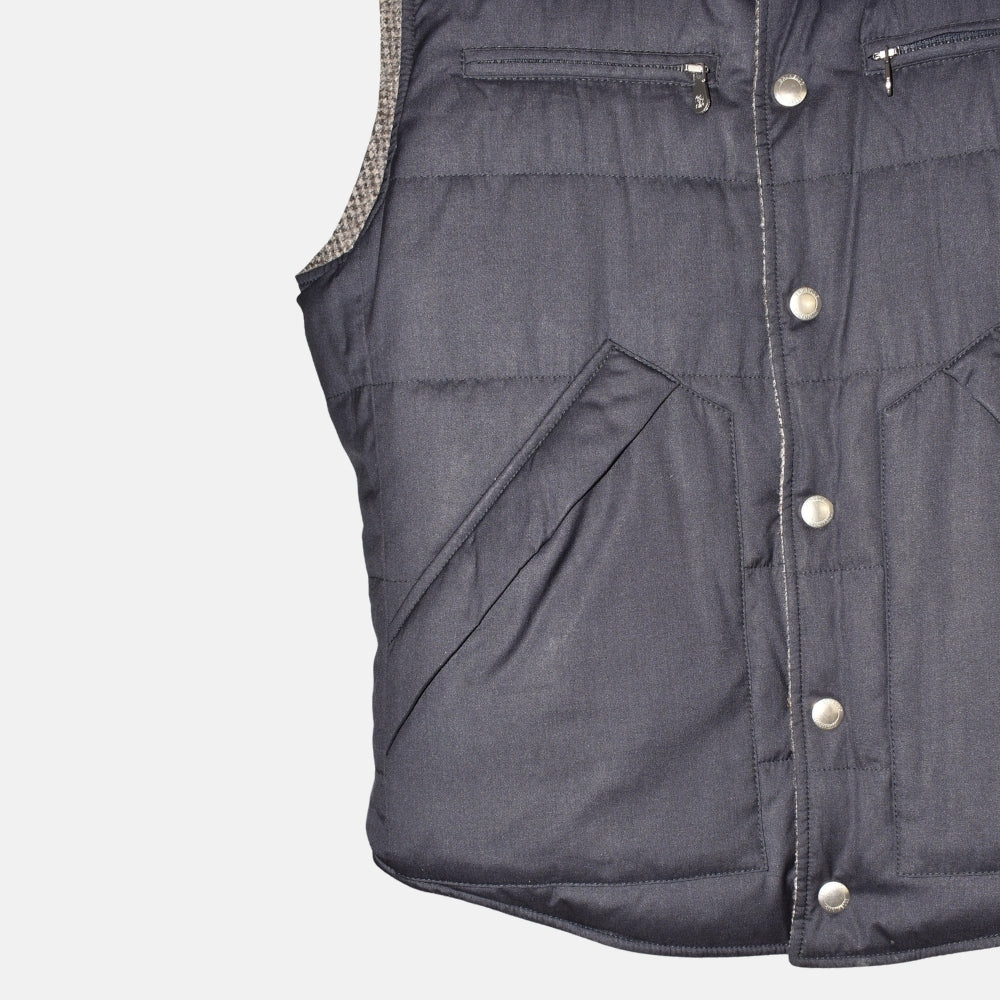 Multicolored Reversible Down Vest made of Wool/Cashmere (M)
