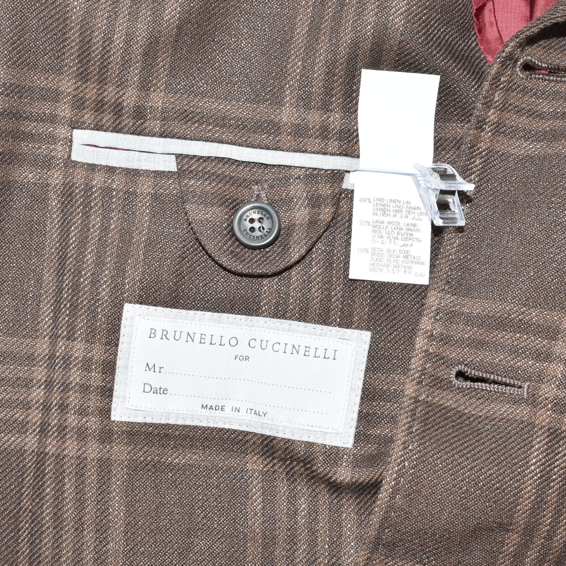 Brown Checked Jacket made of Linen/Wool/Silk (EU 50)