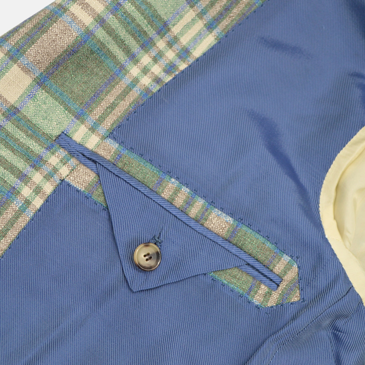 Green/Blue Checked Blazer made of Silk/Cashmere (EU 52)