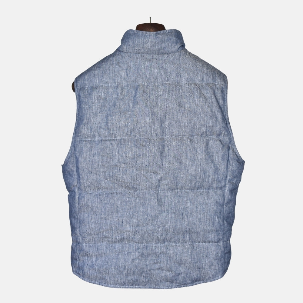 Blue Linen Down Vest