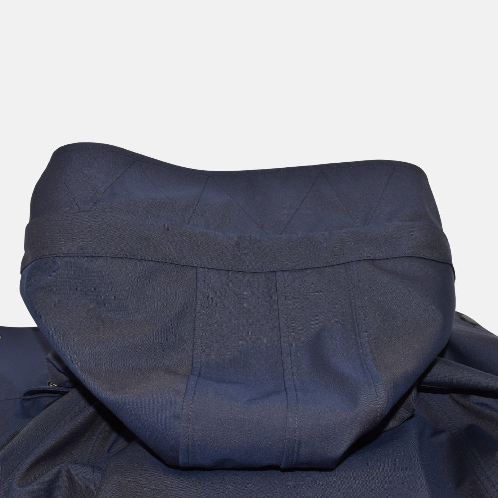 Navy Hooded Rain Jacket made of Virgin Wool/Polyamide (L)