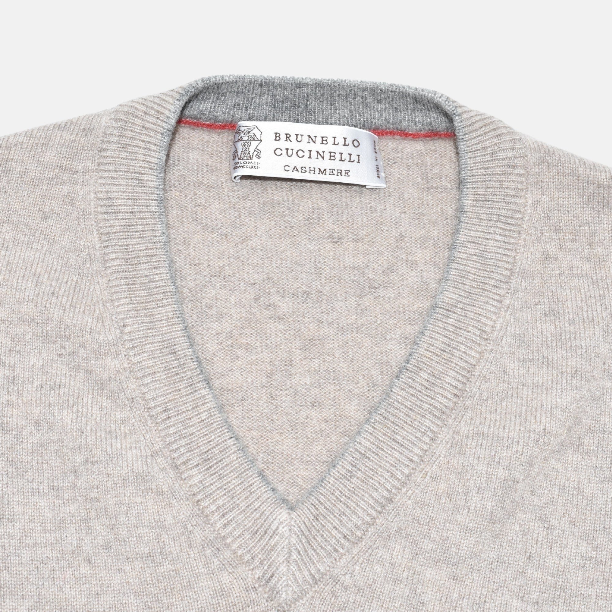 Beige V-Neck Cashmere Sweater (EU 46)
