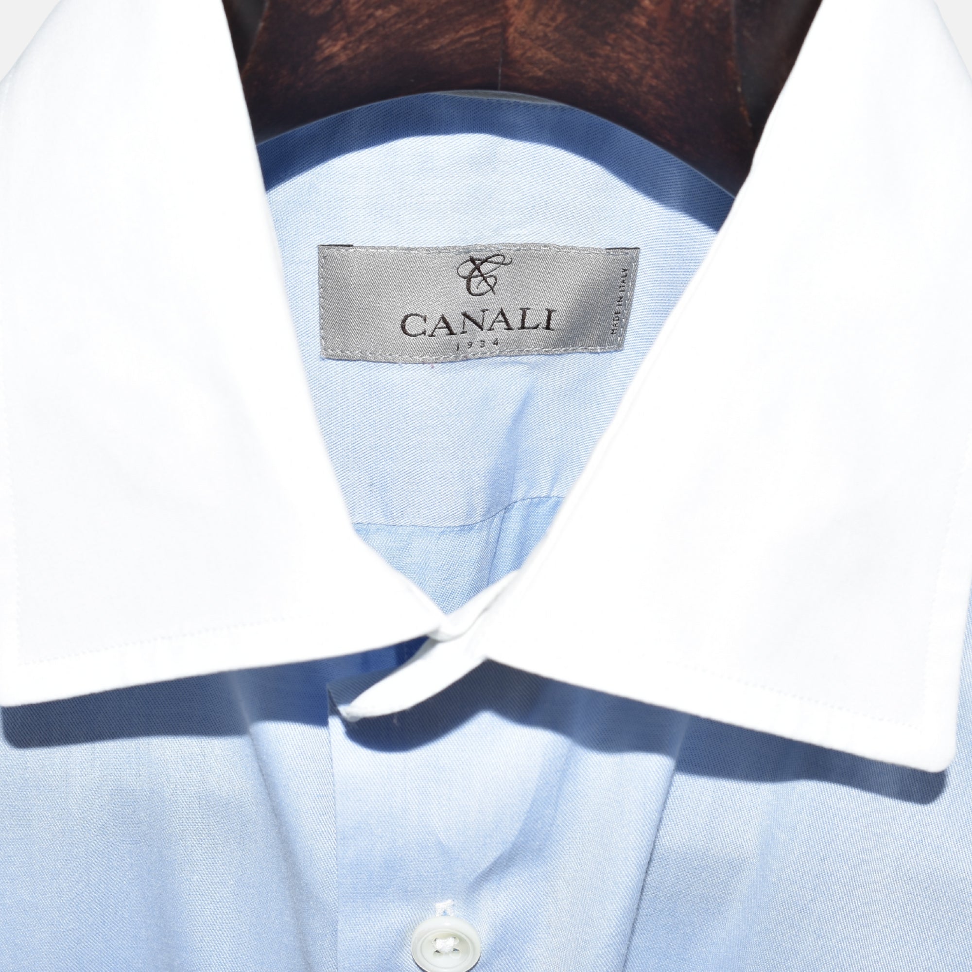 Blue Shirt/White Collar made of Cotton (EU 39)