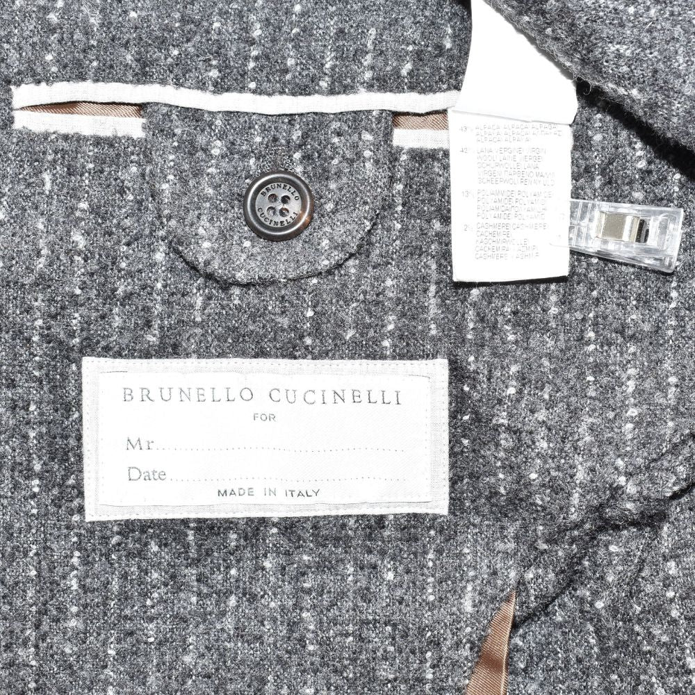 Gray-White Striped Double Breasted Blazer made of Alpaca/Wool/Polyamide/Cashmere (EU 52)